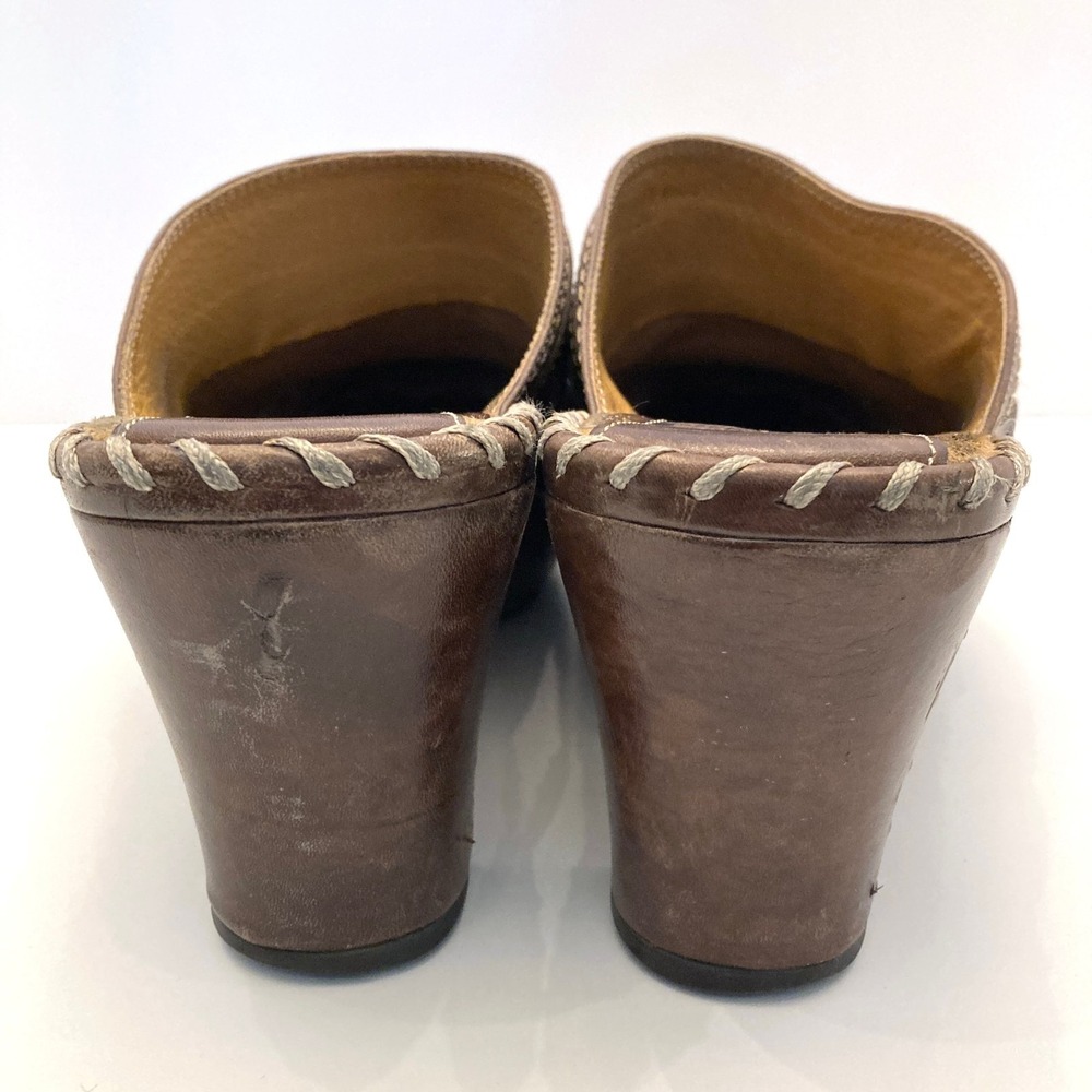Frye Charlotte Ring Harness Brown Leather Heeled Mule Clogs Womens 8.5 M - Picture 6 of 9